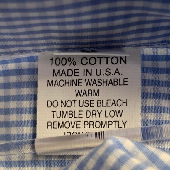 SS07 Size 38 Blue White Gingham Cotton Button Down Collar Short Sleeve Shirt - Picture 7 of 7